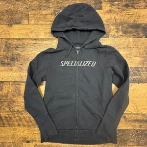 Specialized Womens Full Zip Hoodie Black‎ Cotton Blend Size Large Cycling Bike